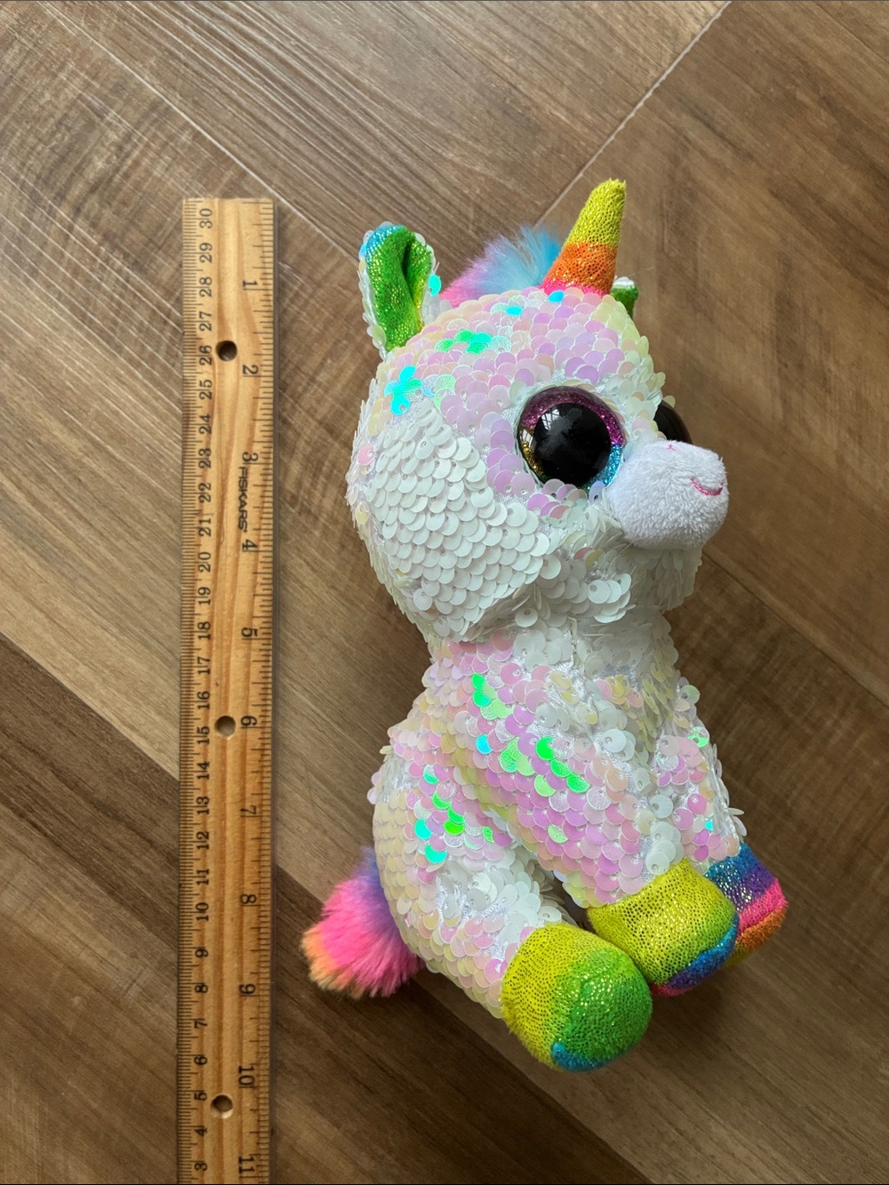 Ty Sequin Unicorn Plush - White, Rainbow & Neon